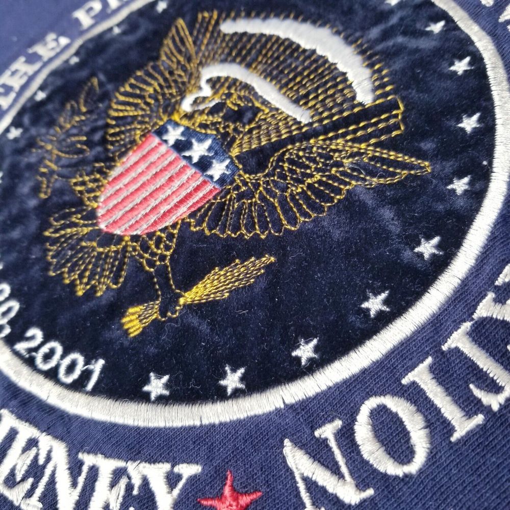 Vintage Y2K George Bush Dick Cheney Inauguration Blue T-Shirt Medium Embroidered - Picture 4 of 8